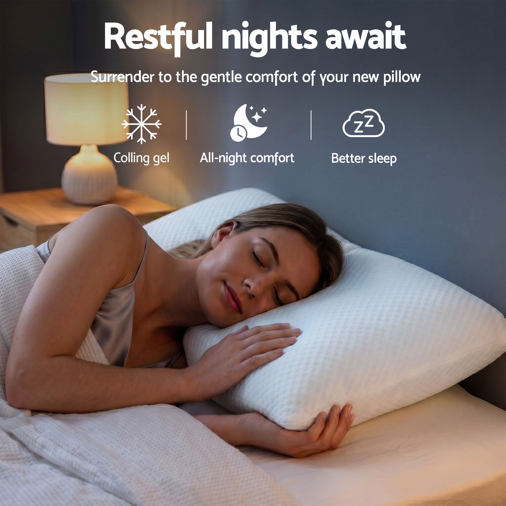 Cooling Memory Foam Pillow Pillows 1 Pack, Anti-Flattening Bed Pillows for Hot Sleepers, Adjustable Shredded Gel Side Sleeper Pillow for Neck Support, Washable Cover, 72x50x15cm