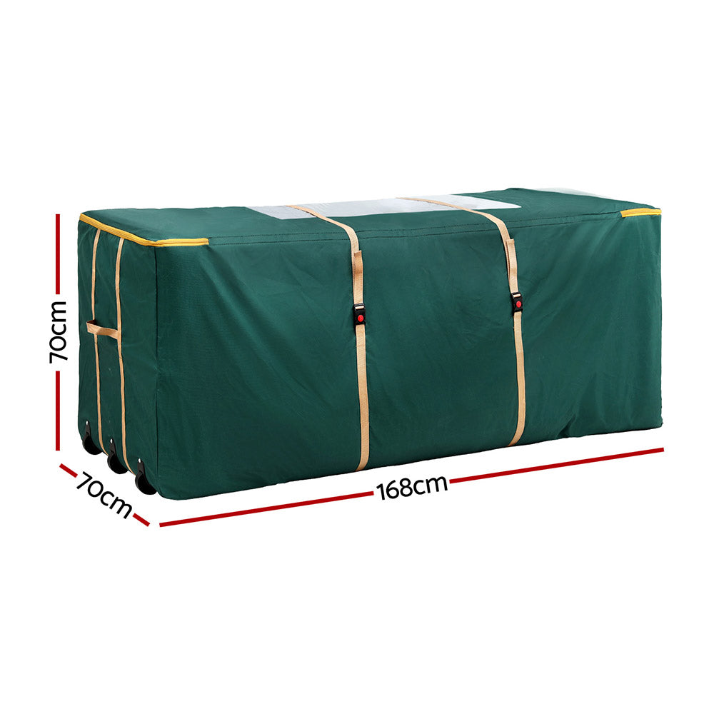Christmas Tree Storage Bag Up to 10ft Visible Handle Wheels Green