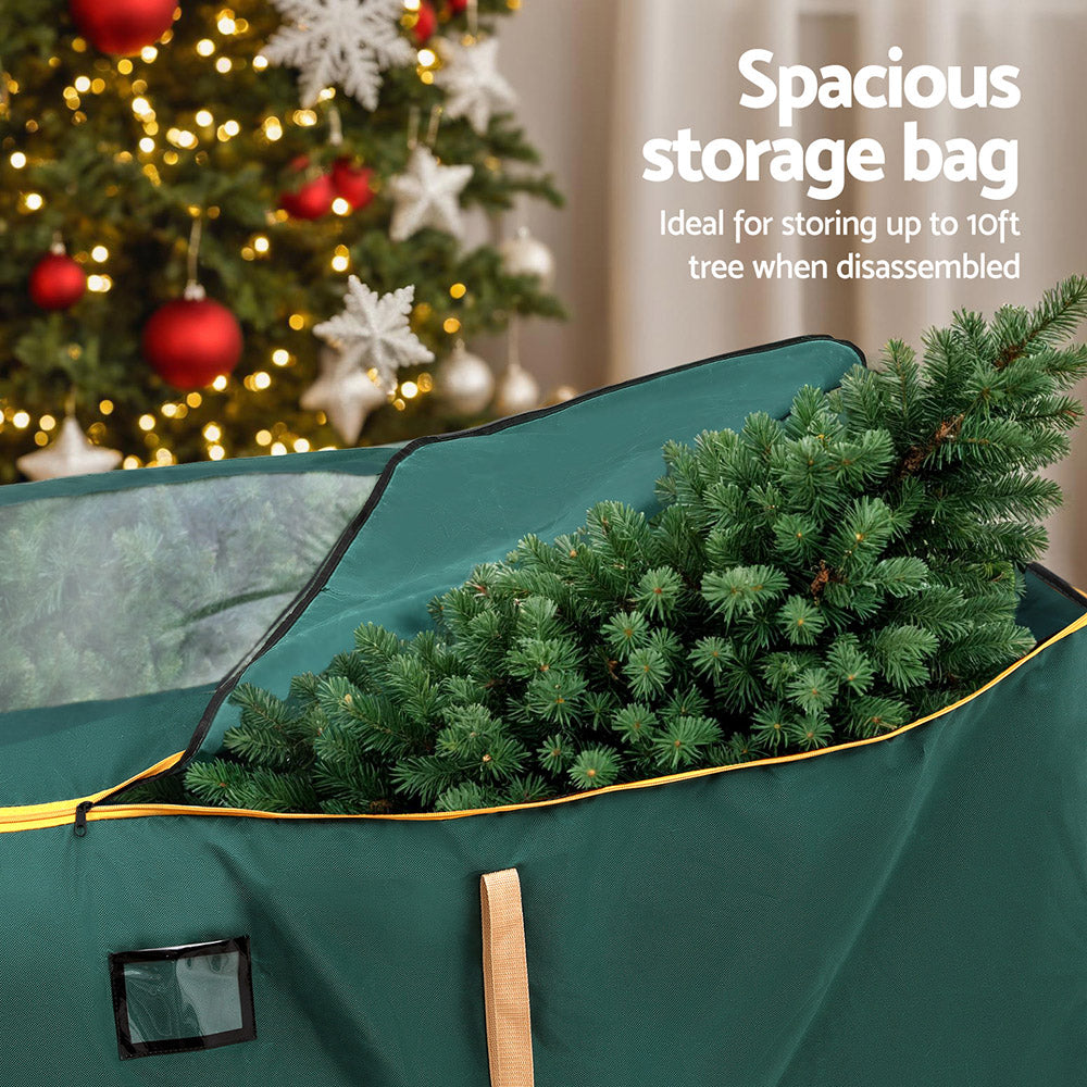Christmas Tree Storage Bag Up to 10ft Visible Handle Wheels Green
