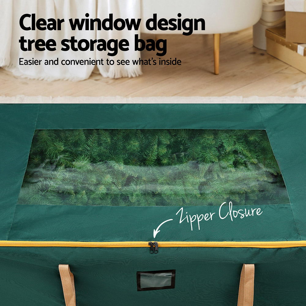 Christmas Tree Storage Bag Up to 10ft Visible Handle Wheels Green