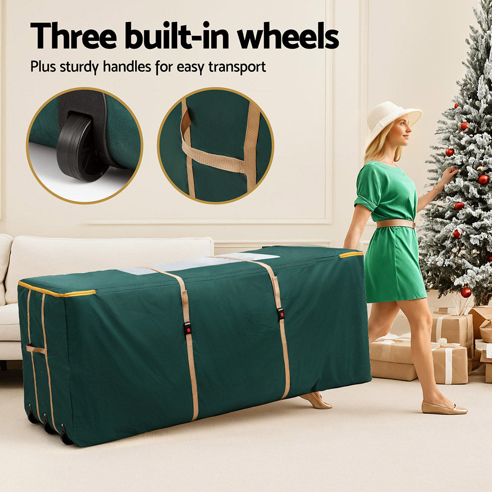 Christmas Tree Storage Bag Up to 10ft Visible Handle Wheels Green