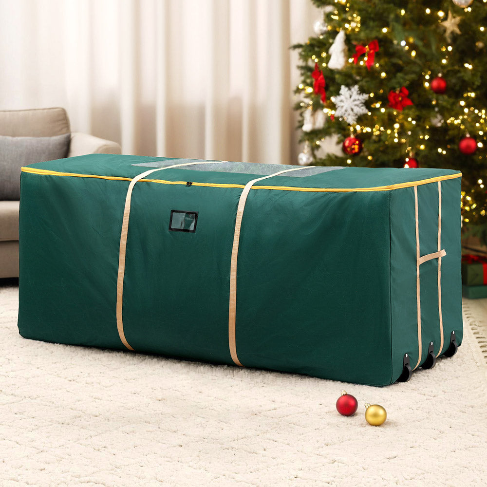 Christmas Tree Storage Bag Up to 10ft Visible Handle Wheels Green
