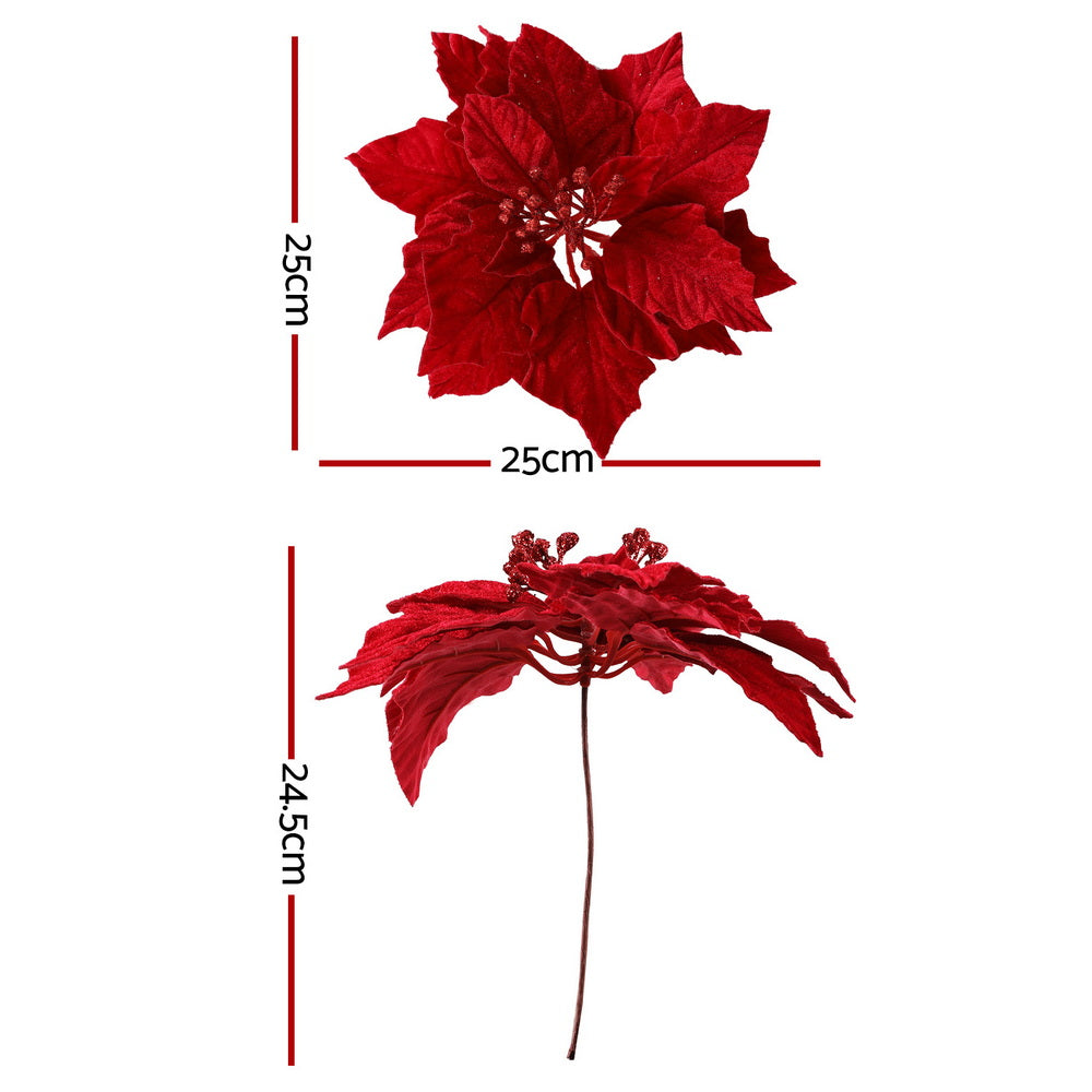 14Pcs Christmas Tree Flowers Set Xmas Garland Wreath Ornaments Red