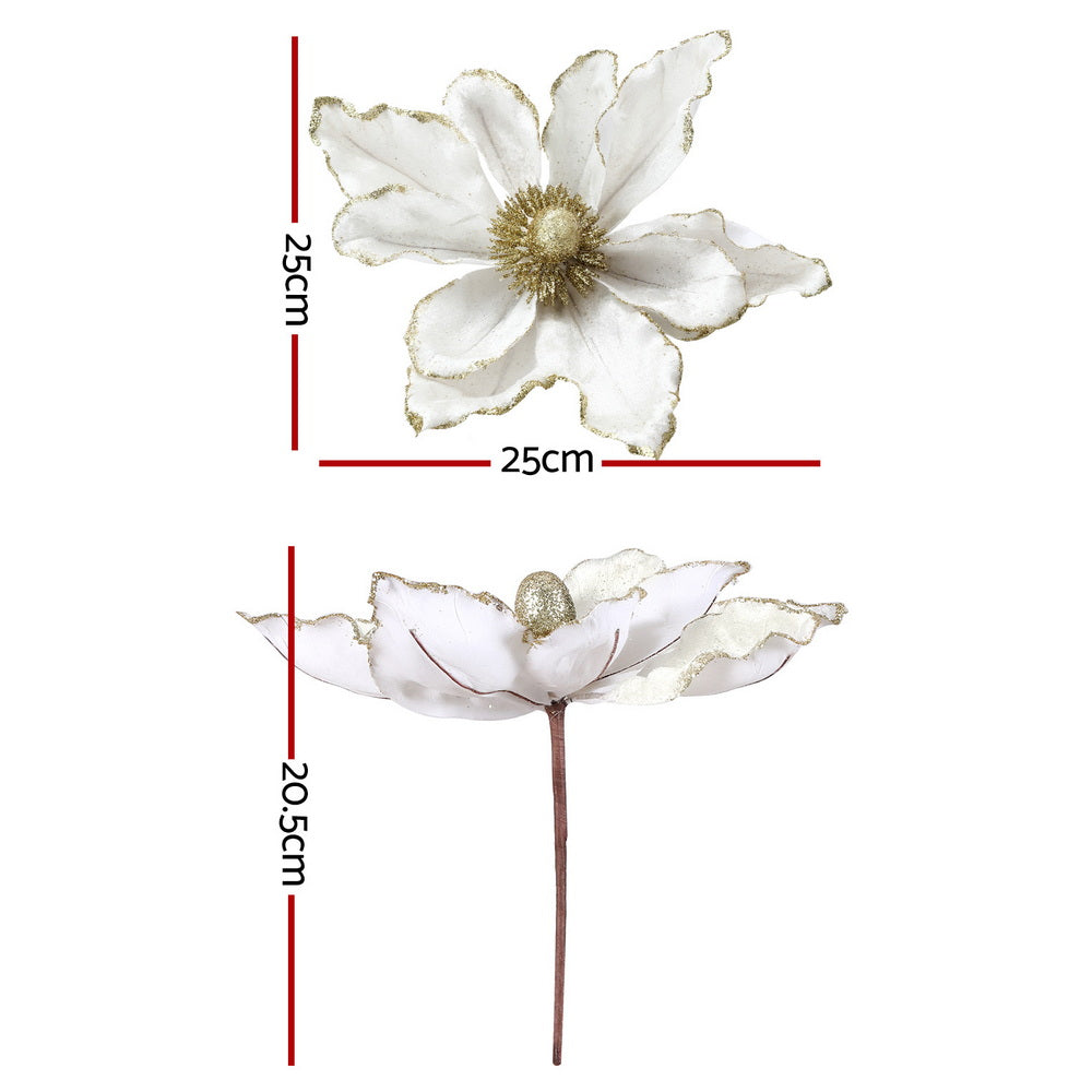 14Pcs Christmas Tree Flower Set Xmas Garland Wreath Magnolia White