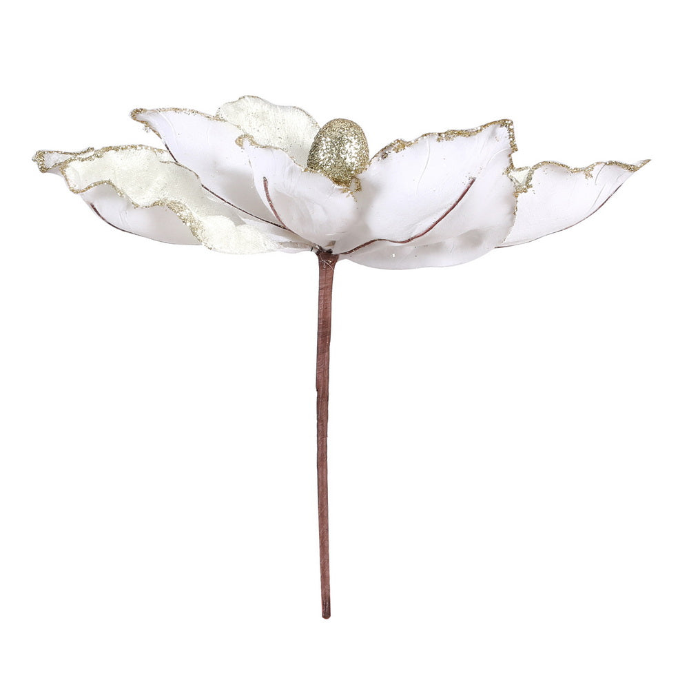 14Pcs Christmas Tree Flower Set Xmas Garland Wreath Magnolia White