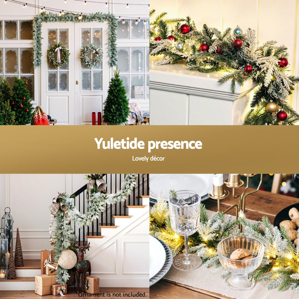 3M Christmas Garland Pre-lit LED Lights Snow Frosted Tips Decor with warm lights and lifelike frosted foliage for festive indoor outdoor use