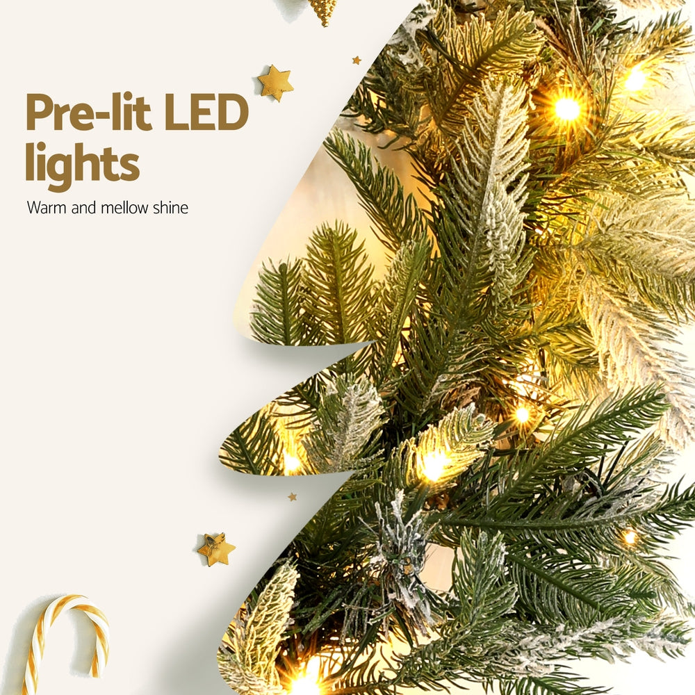 3M Christmas Garland Pre-lit LED Lights Snow Frosted Tips Decor with warm glowing lights and realistic snow frosted greenery