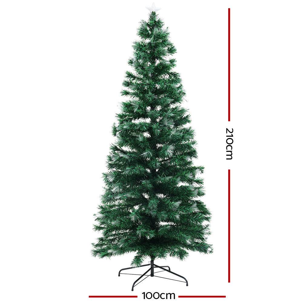 7FT / 2.1M Fibre Optic Christmas Tree – 270 Tips – Pre-lit 274 Multi-Colour LED Fibre Optic Lights + Star Topper