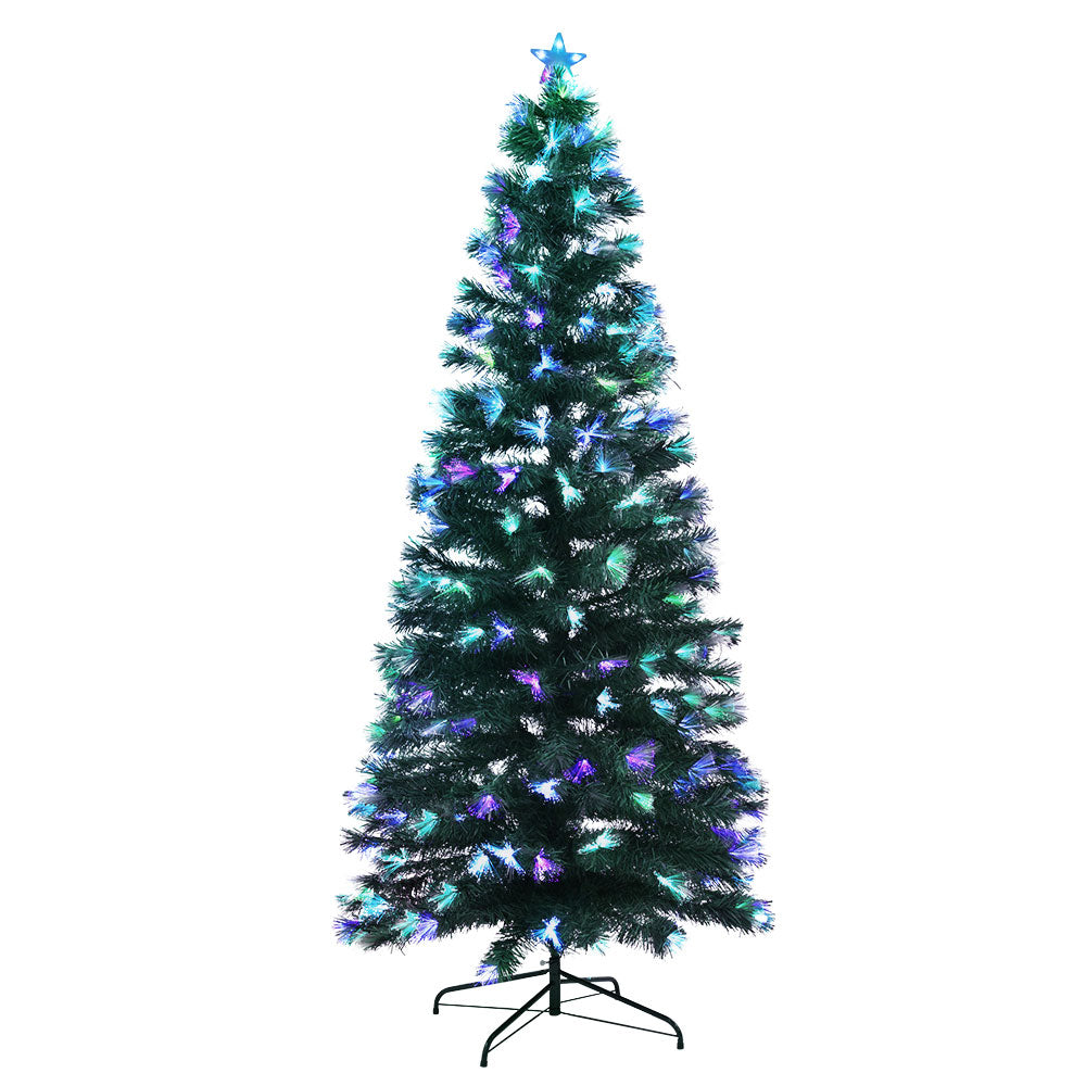 7FT / 2.1M Fibre Optic Christmas Tree – 270 Tips – Pre-lit 274 Multi-Colour LED Fibre Optic Lights + Star Topper