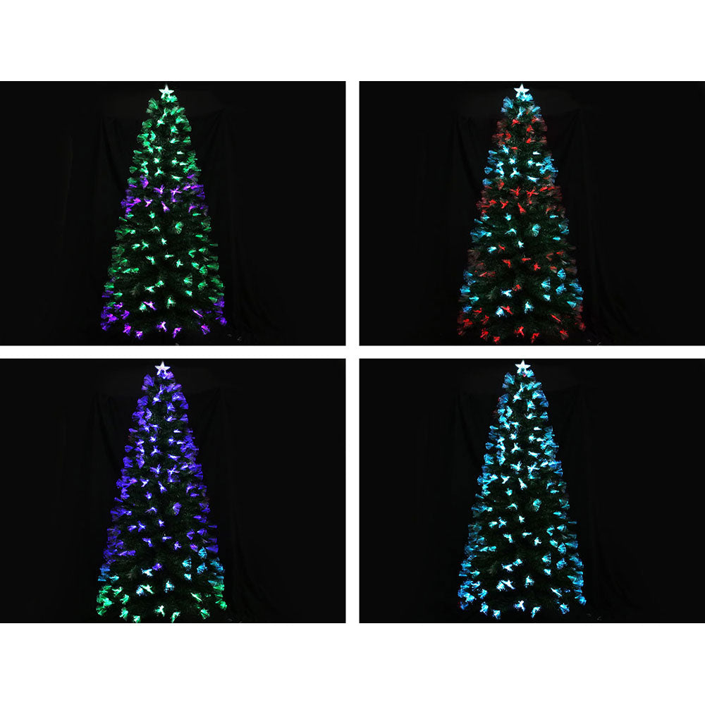7FT / 2.1M Fibre Optic Christmas Tree – 270 Tips – Pre-lit 274 Multi-Colour LED Fibre Optic Lights + Star Topper