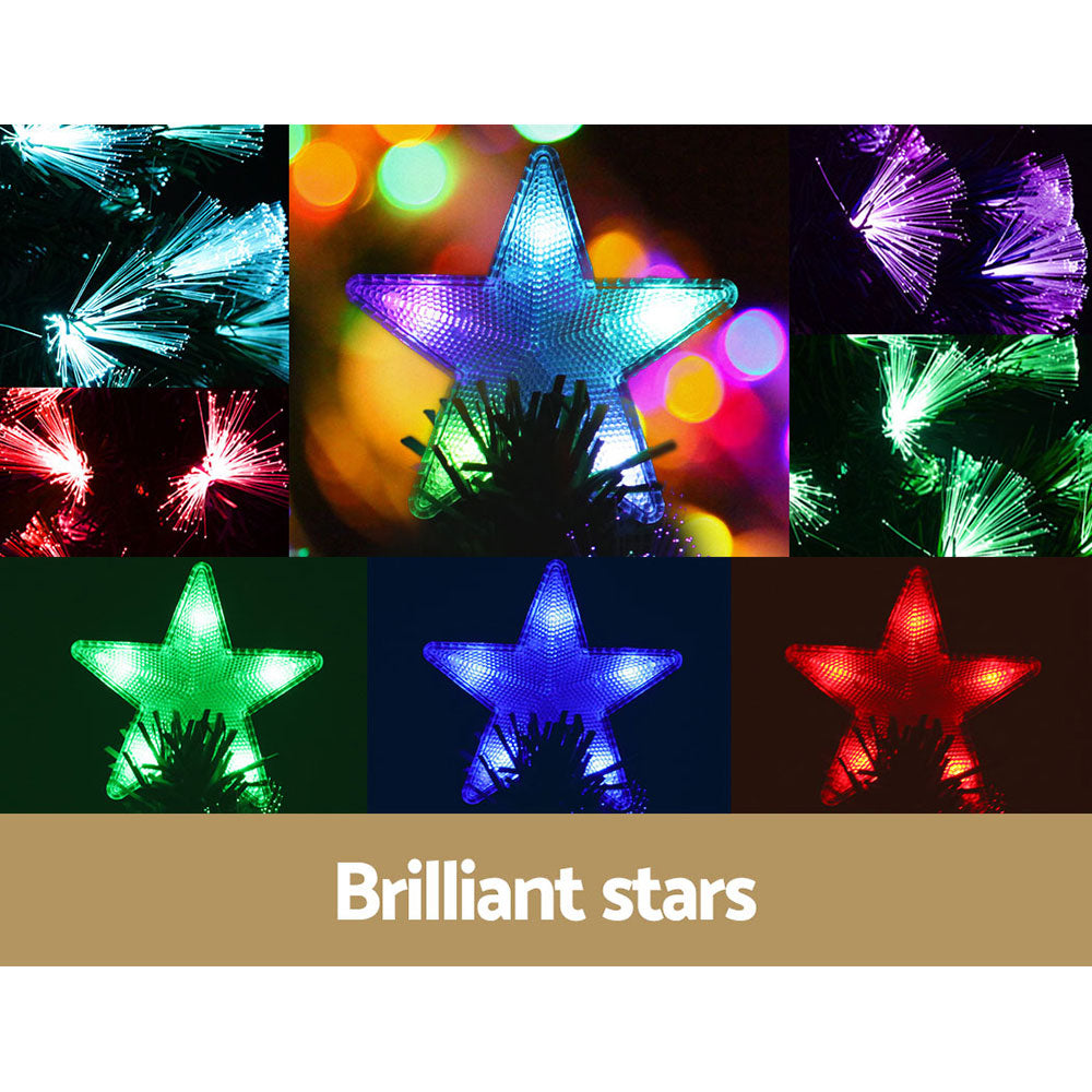 7FT / 2.1M Fibre Optic Christmas Tree – 270 Tips – Pre-lit 274 Multi-Colour LED Fibre Optic Lights + Star Topper