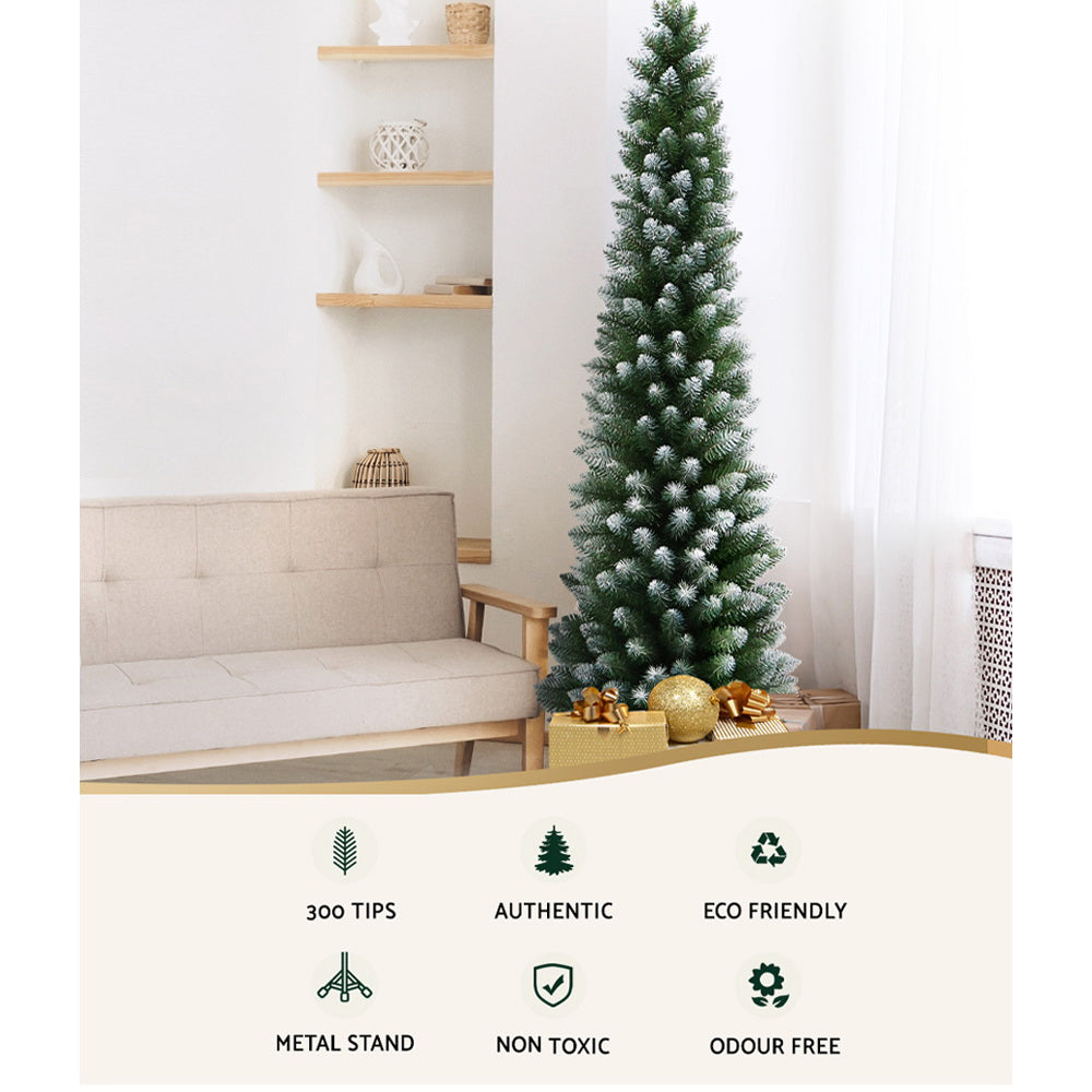 6FT / 1.8M Slim Snow Tipped Christmas Tree – 300 Tips