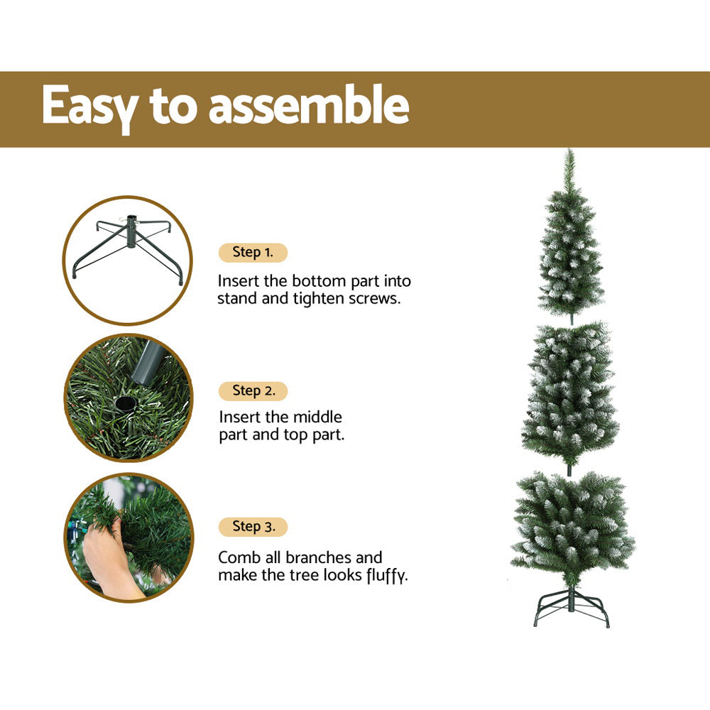 6FT / 1.8M Slim Snow Tipped Christmas Tree – 300 Tips