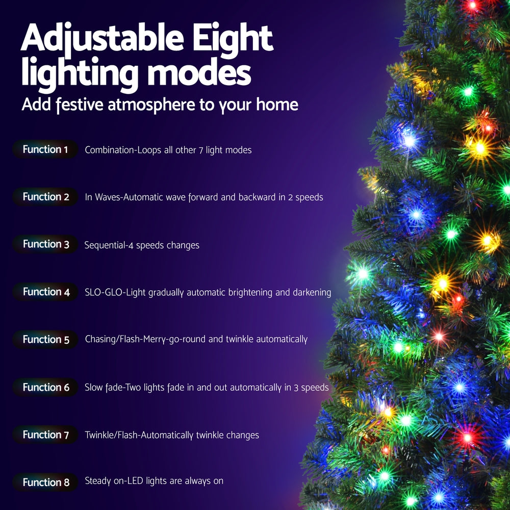 6FT / 1.8M Christmas Tree – Green – 544 Tips – Pre-lit 200 Multi-Colour LED Lights (8 Modes)