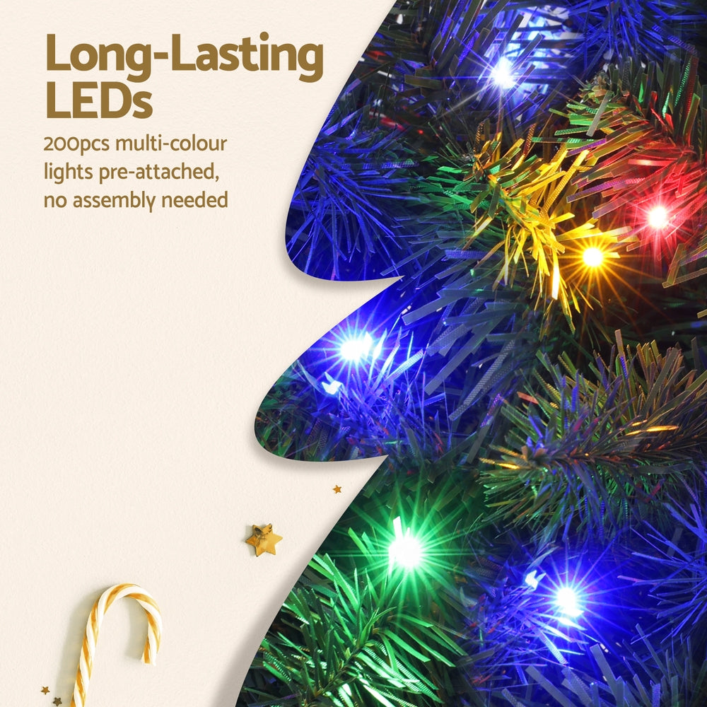6FT / 1.8M Christmas Tree – Green – 544 Tips – Pre-lit 200 Multi-Colour LED Lights (8 Modes)