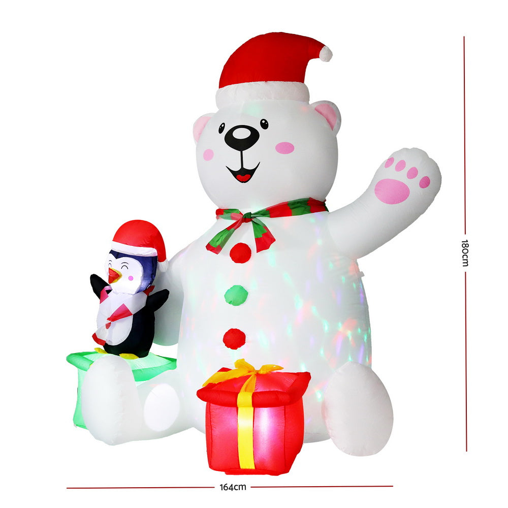 Christmas Inflatable Bear 1.8M Height LED Outdoor Decorations Illuminated