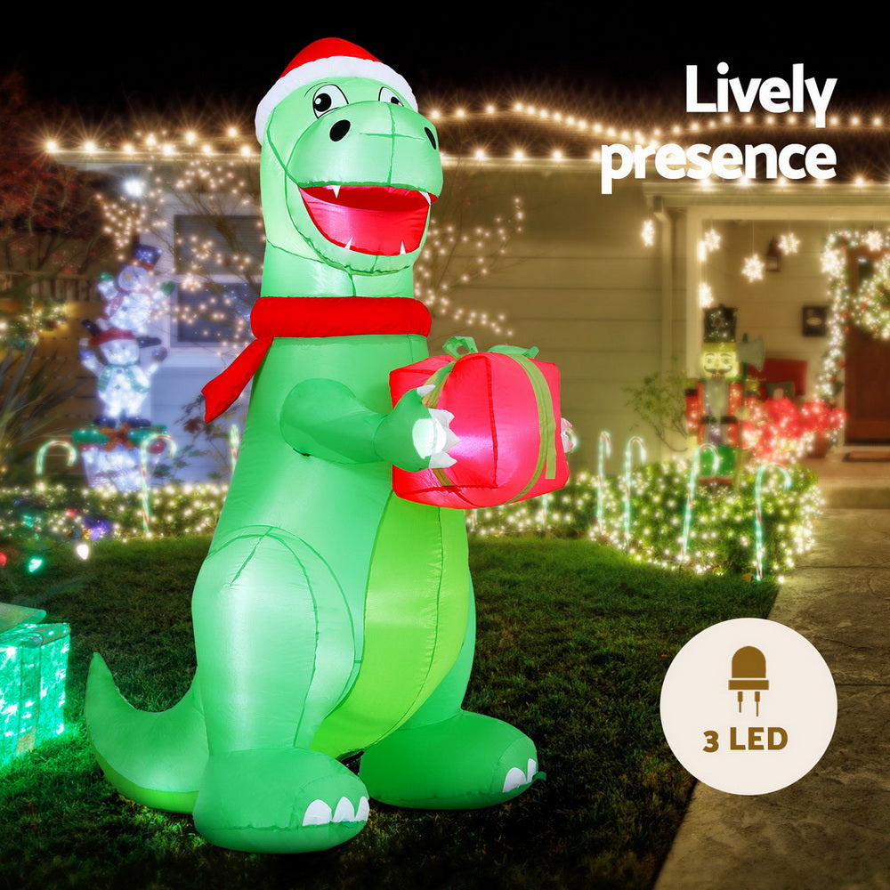 Christmas Inflatable Dinosaur 1.8M Height LED Decorations Illuminated
