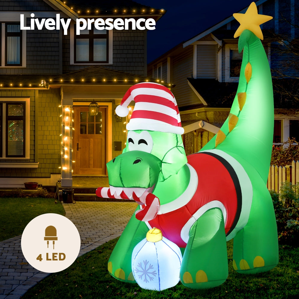 Christmas Inflatable Dinosaur 1.86M Height LED Decorations Illuminated