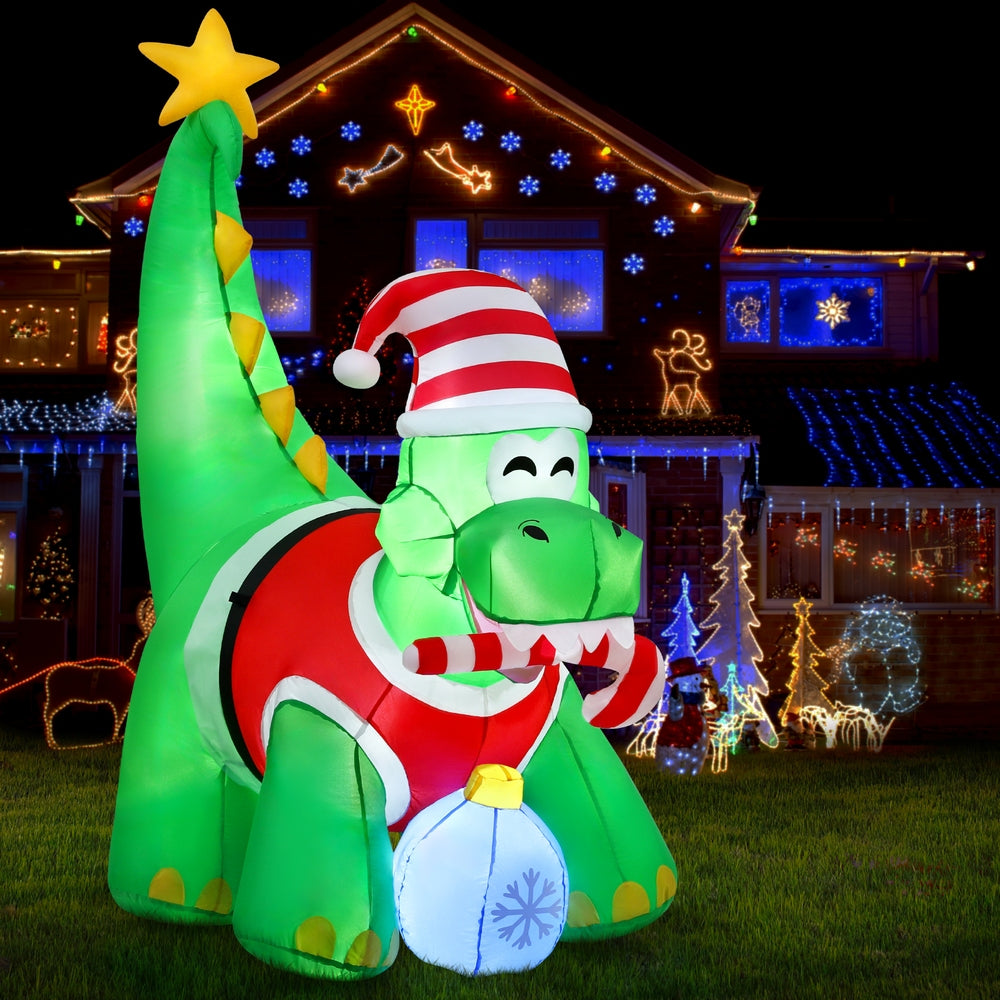 Christmas Inflatable Dinosaur 1.86M Height LED Decorations Illuminated