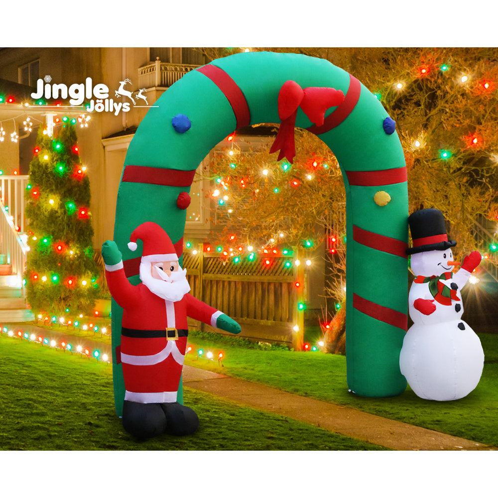 2.8M Christmas Inflatable Giant Arch Way Santa Snowman Light Decor