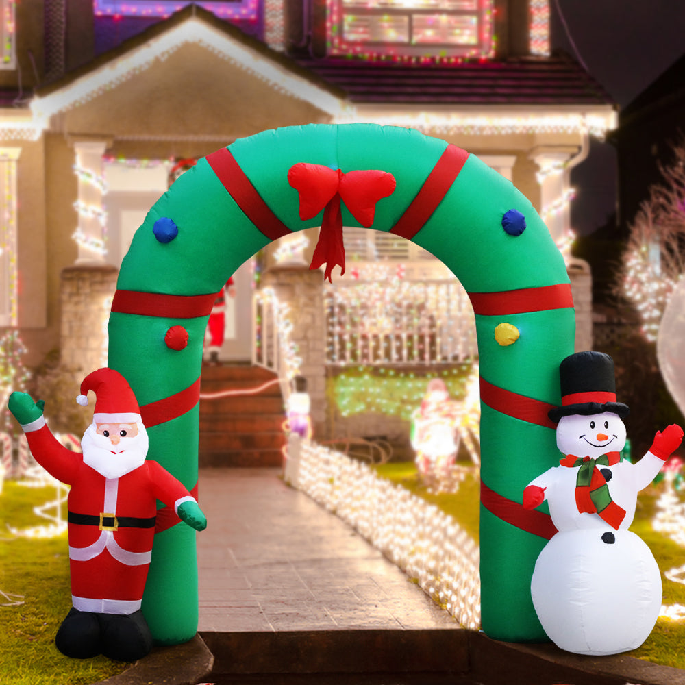 2.8M Christmas Inflatable Giant Arch Way Santa Snowman Light Decor