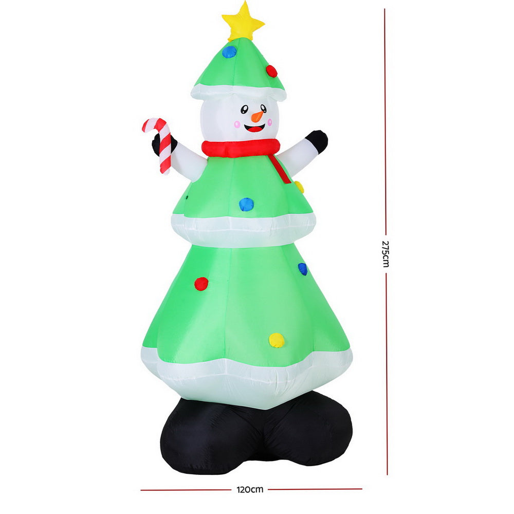 Christmas Inflatable Snowman Tree 2.75M Height LED Decorations Illuminated