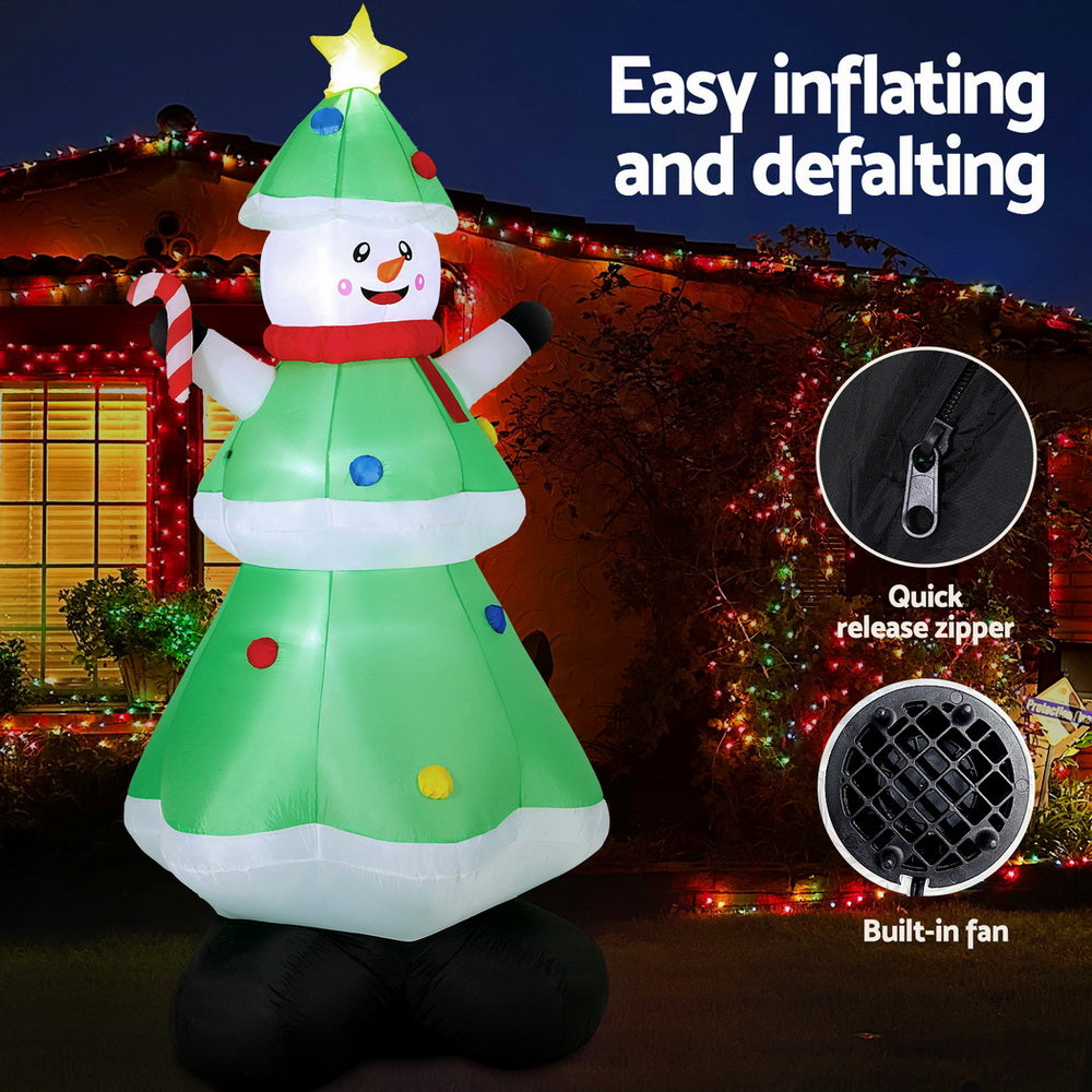 Christmas Inflatable Snowman Tree 2.75M Height LED Decorations Illuminated
