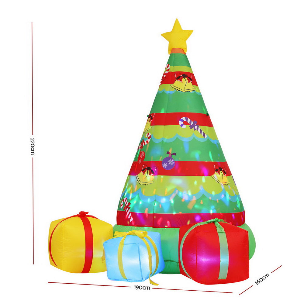Christmas Inflatable Gift Tree 2.2M Height Flashing Light Decorations Illuminated