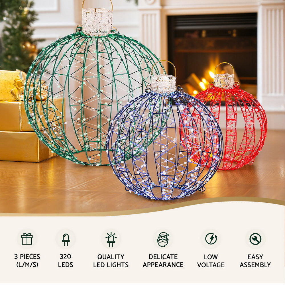 Christmas Lights 320 LED Fairy Light 3pcs Ball Decorations Set