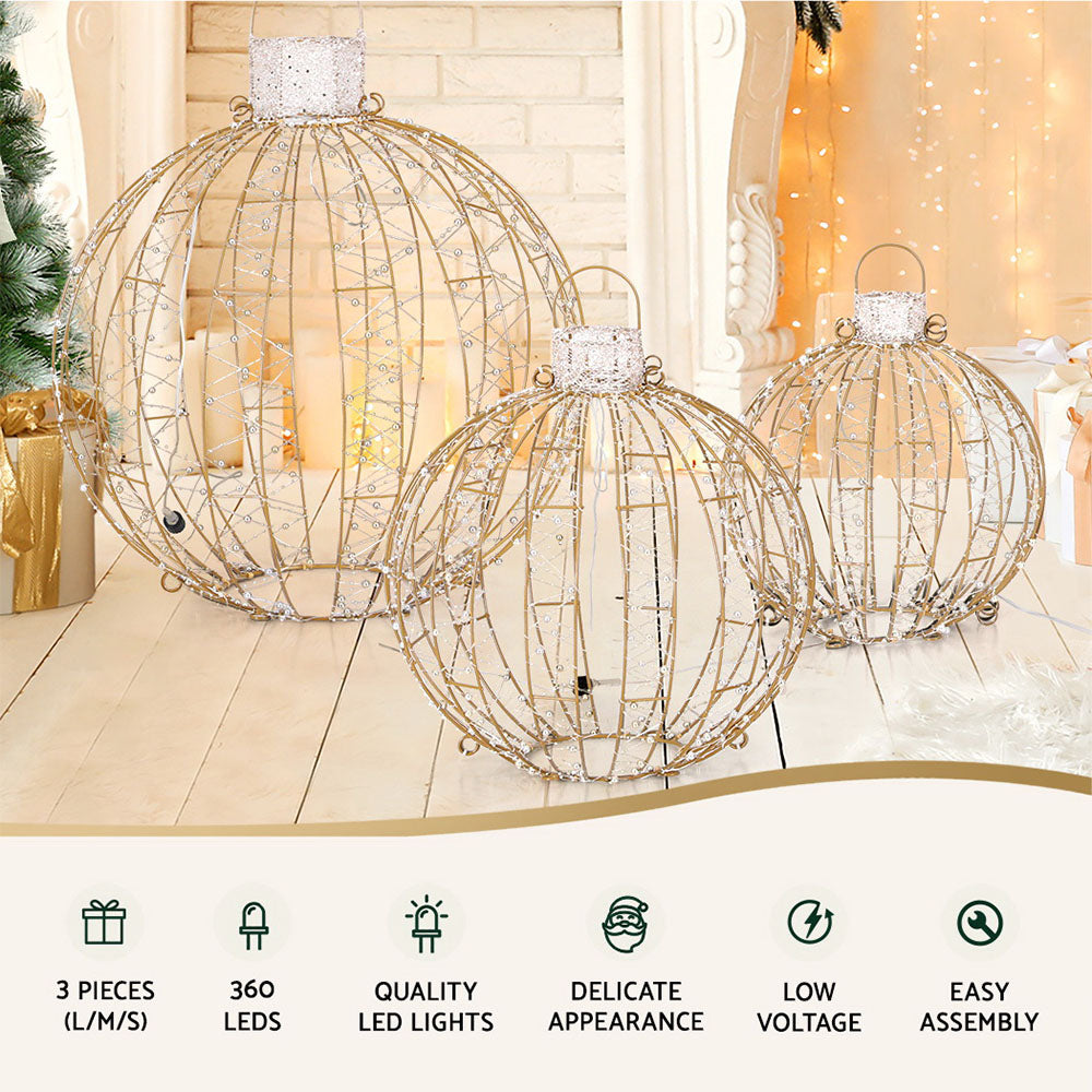3 PCS Christmas Lights 360 LED Fairy Light Ball Decorations