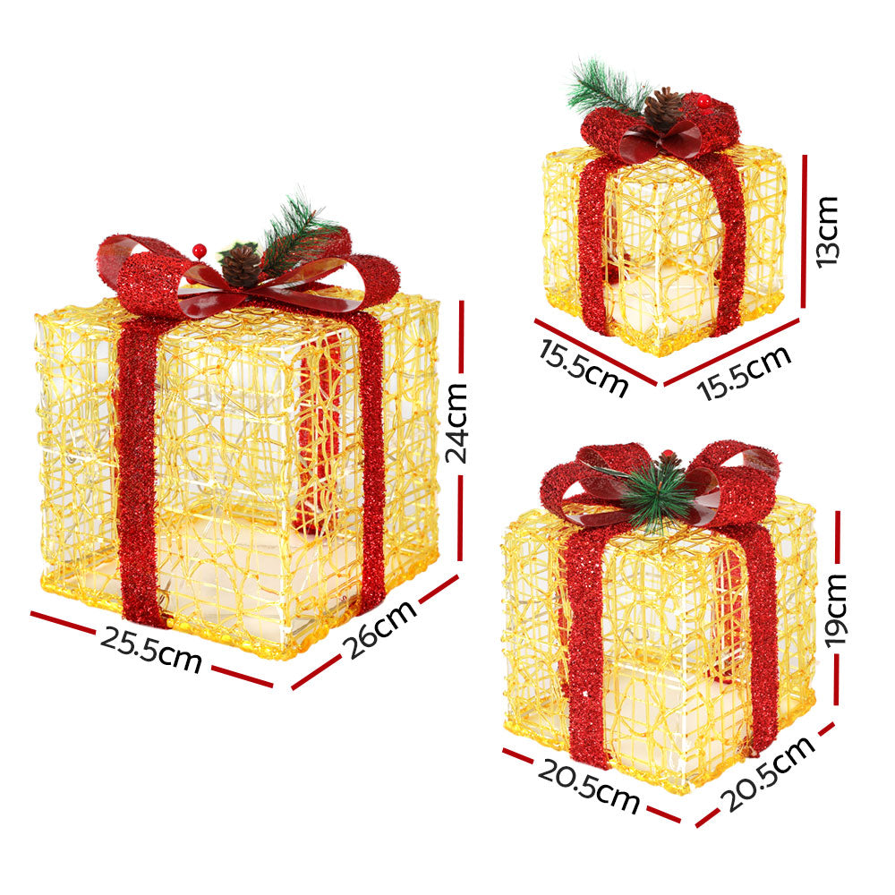 3 PCS Christmas Lights Gift Box Set Set 48 LED Decorations