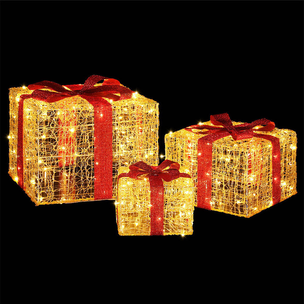 3 PCS Christmas Lights 240 LED Fairy Light Gift Box Decorations