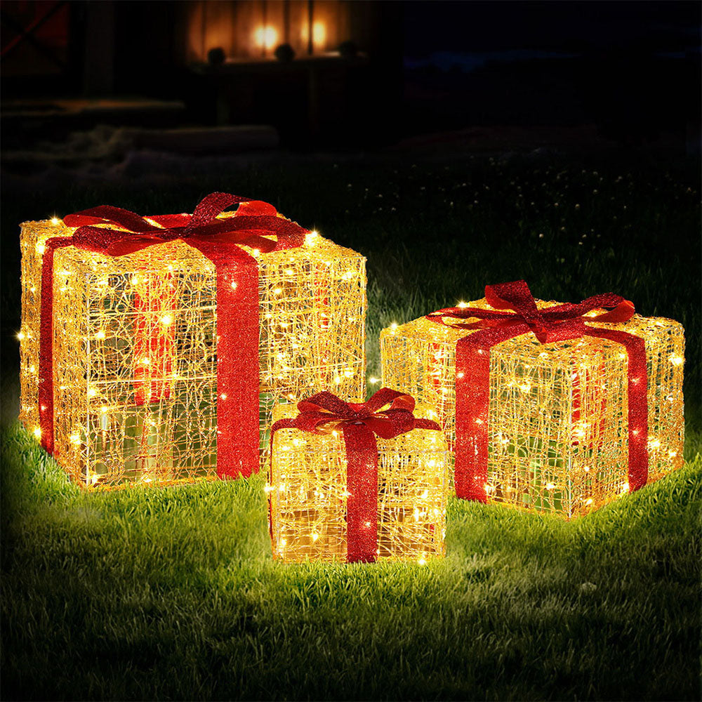 3 PCS Christmas Lights 240 LED Fairy Light Gift Box Decorations