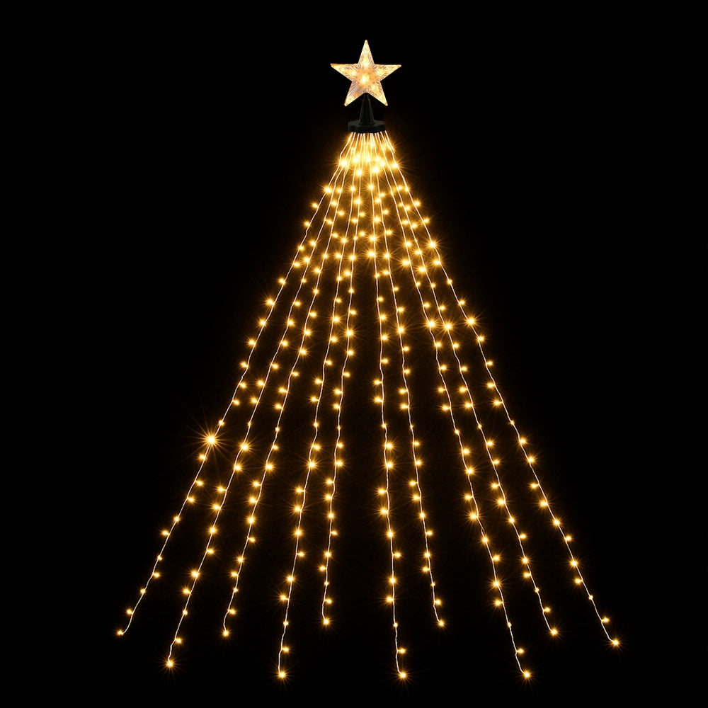2.5M Christmas Lights Waterfall String Light 300 LED Star Topper