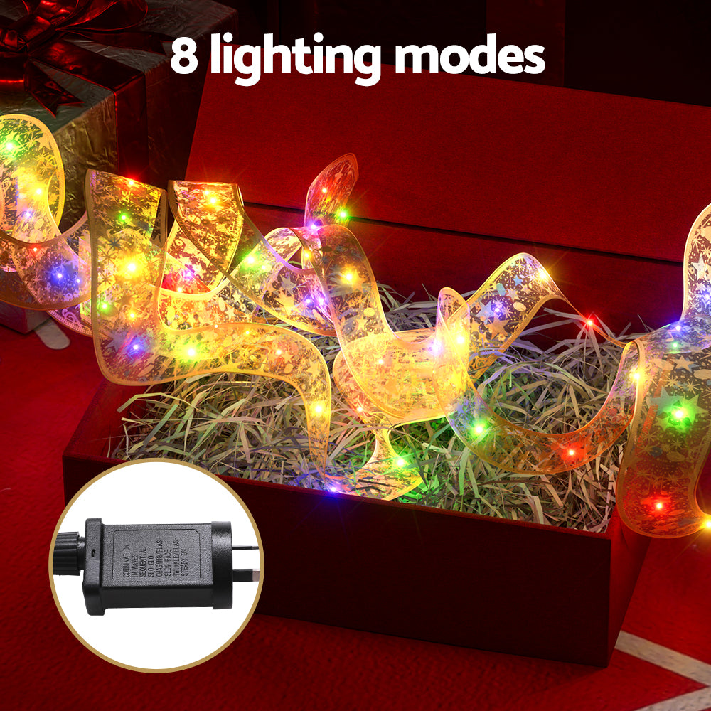 20M Christmas Lights Fairy Ribbon Light 200 LED Xmas Decor Golden