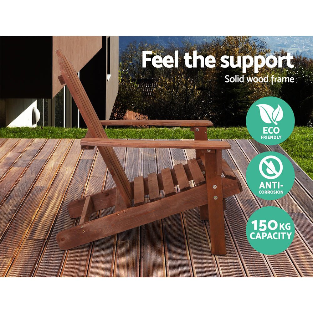 Adirondack Outdoor Chairs Wooden Beach Chair Patio Furniture Garden Brown - Furniture > Outdoor - Bedzy Australia