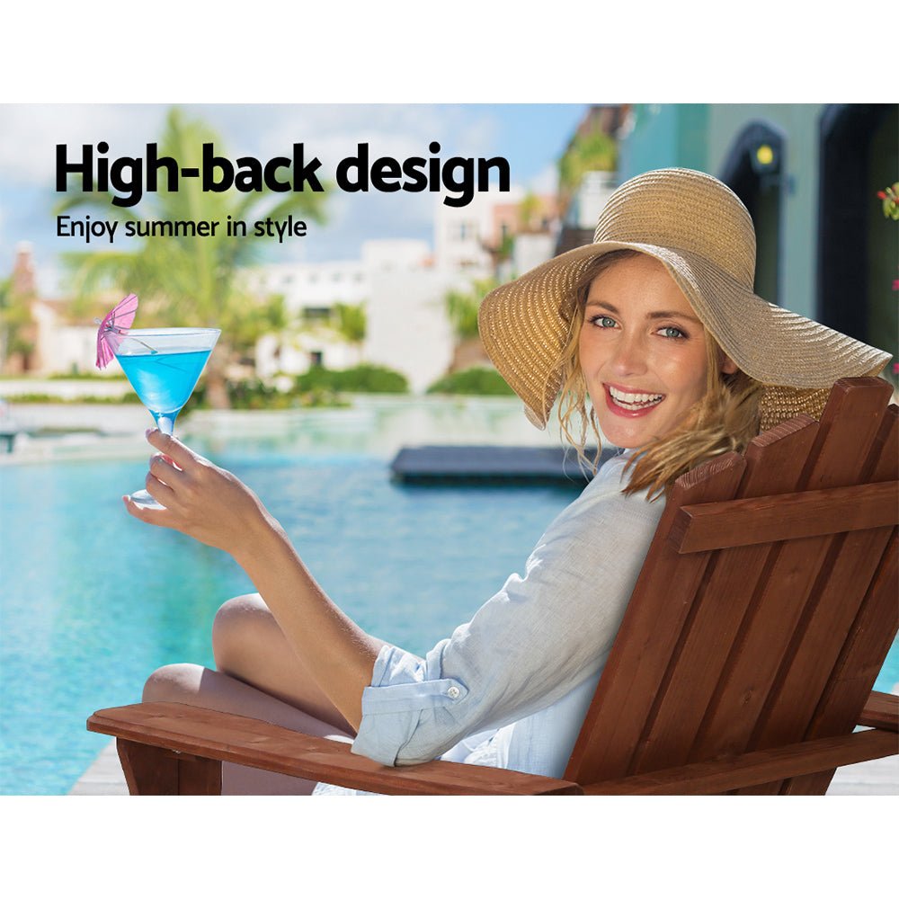 Adirondack Outdoor Chairs Wooden Beach Chair Patio Furniture Garden Brown - Furniture > Outdoor - Bedzy Australia