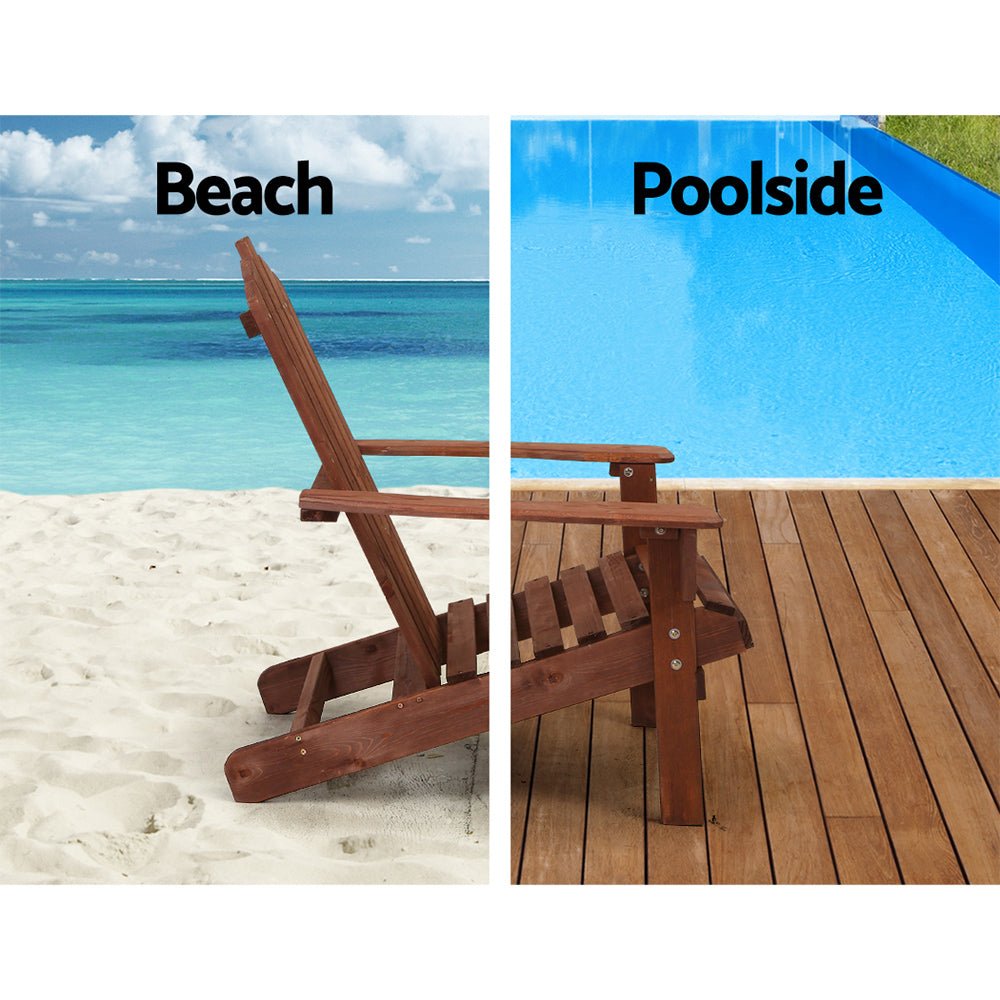 Adirondack Outdoor Chairs Wooden Beach Chair Patio Furniture Garden Brown - Furniture > Outdoor - Bedzy Australia