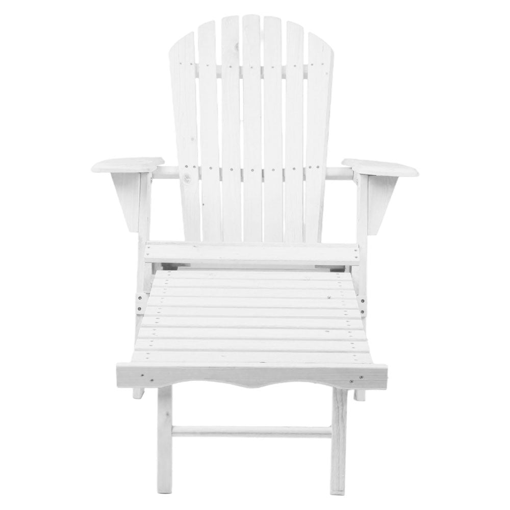 Adirondack Outdoor Chairs Wooden Foldable Sun Lounge Patio Furniture White - Furniture > Outdoor - Bedzy Australia