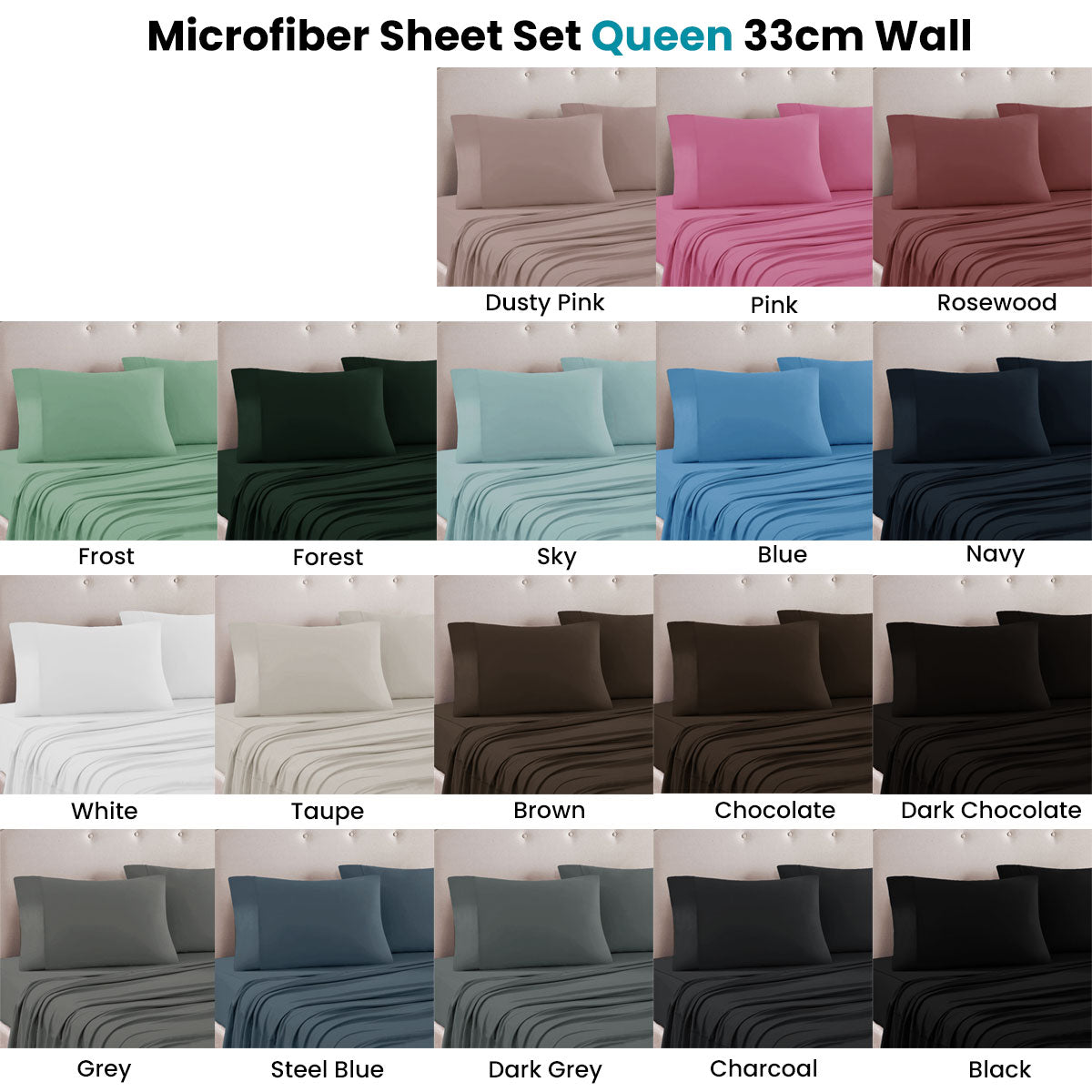 Art Terrace Microfiber Sheet Set Queen 33cm Wall Dark Chocolate - Home & Garden > Bedding - Bedzy Australia