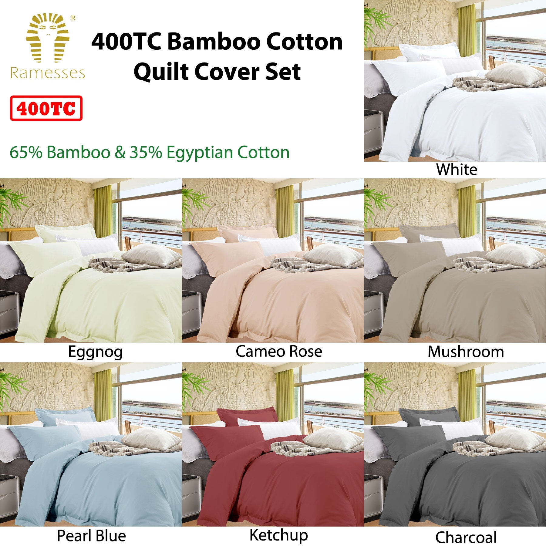 Bamboo Cotton Quilt Cover Set Ketchup Queen - Home & Garden > Bedding - Bedzy Australia