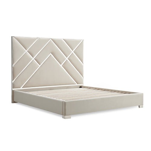 Bedzy Luxe Matrix King Bed Frame Beige - Furniture > Bedroom - Bedzy Australia