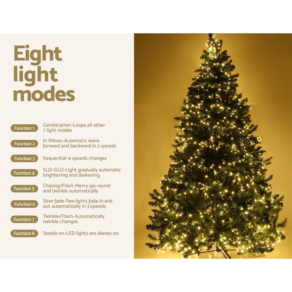 Christmas Tree 2.4M With 1488 LED Lights Warm White Green - Bedzy Australia