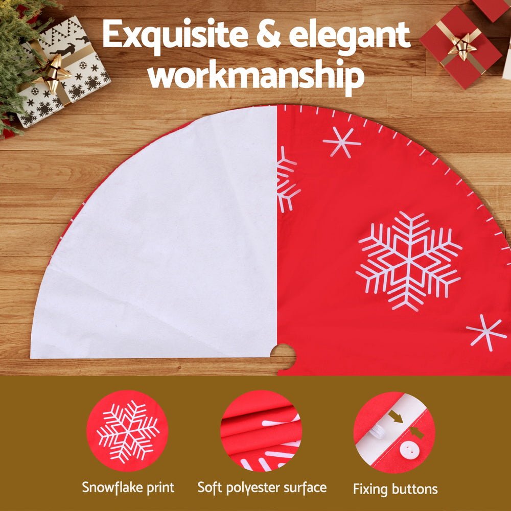 Christmas Tree Skirt 90cm Snowflake Ornaments Party Decorations - Occasions > Christmas > Christmas Decorations - Bedzy Australia