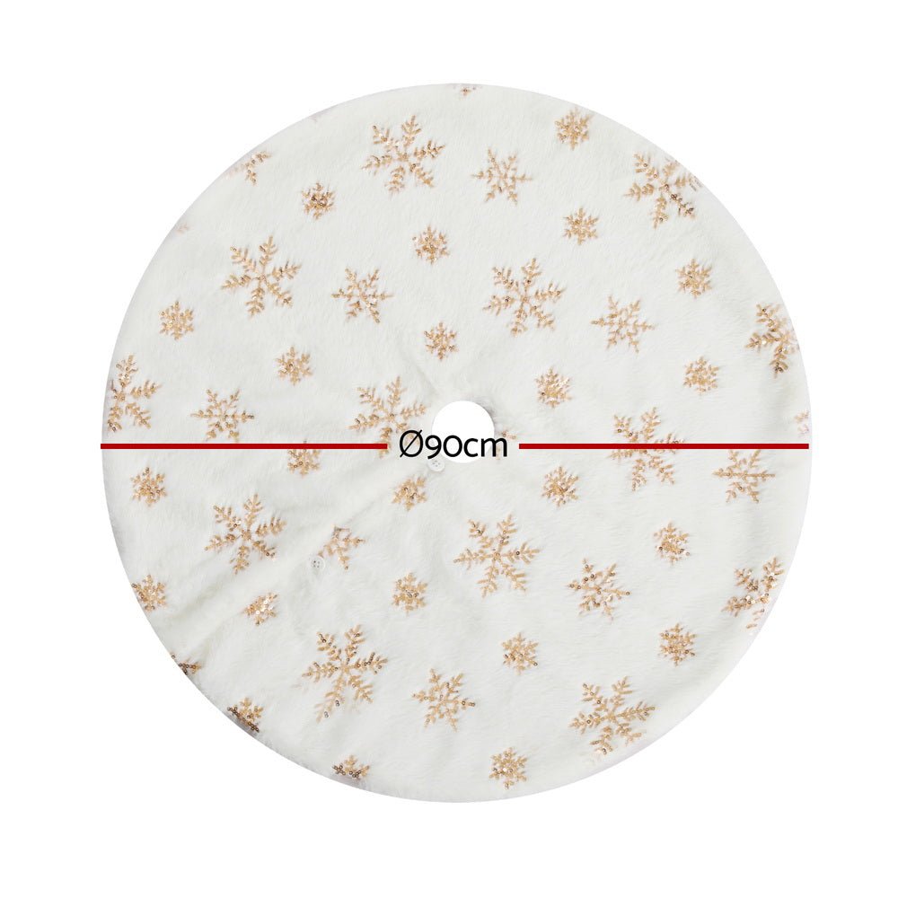 Christmas Tree Skirt 90cm Snowflake Ornaments Xmas Decorations - Occasions > Christmas > Christmas Decorations - Bedzy Australia