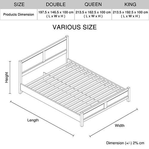 King Package | Carter King Oak Bed Frame Natural & Serenity Euro Top Mattress (Medium Firm)