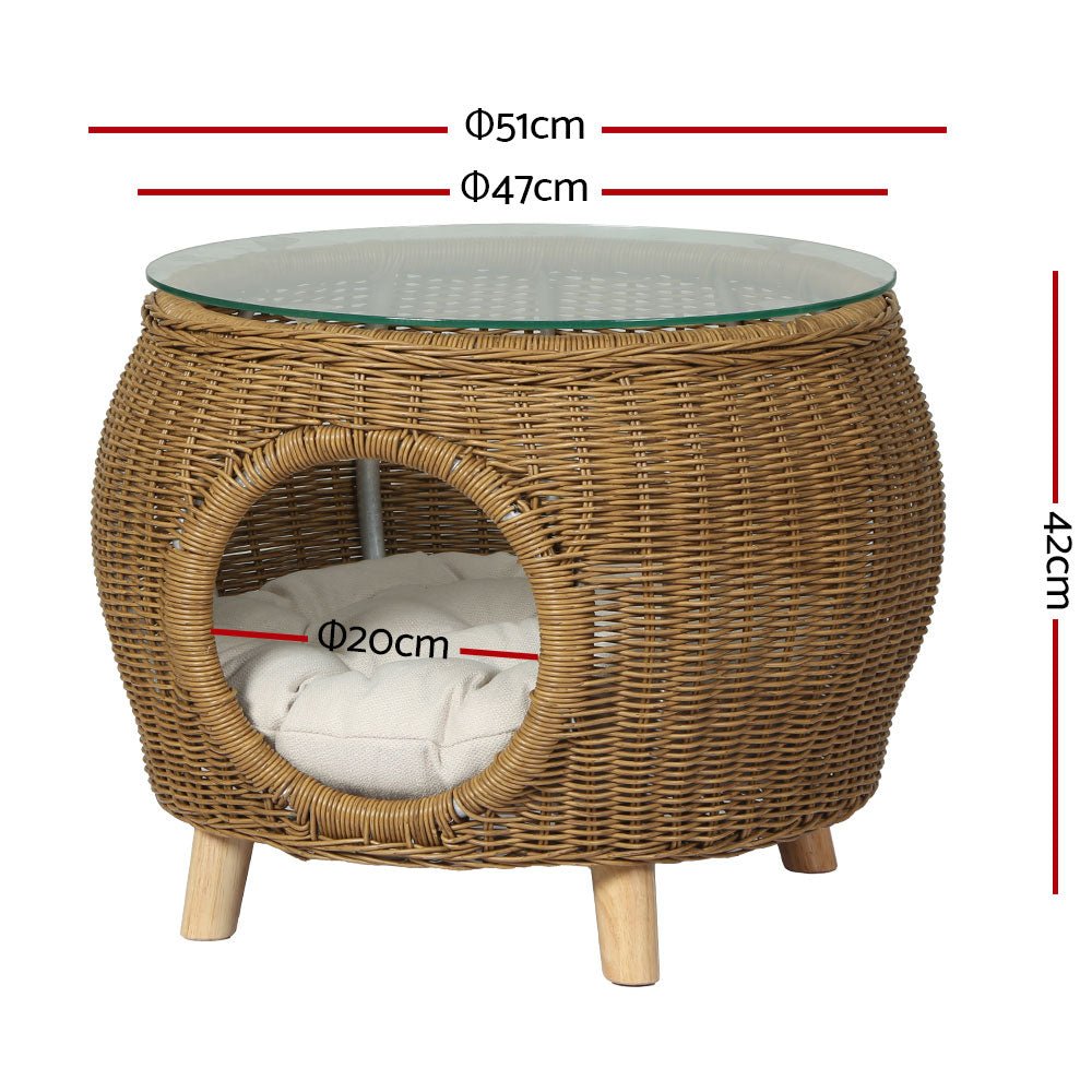 Coffee Side Table Wicker Aluminium Desk Pet Bed Storage Outdoor Furniture - Furniture > Outdoor - Bedzy Australia