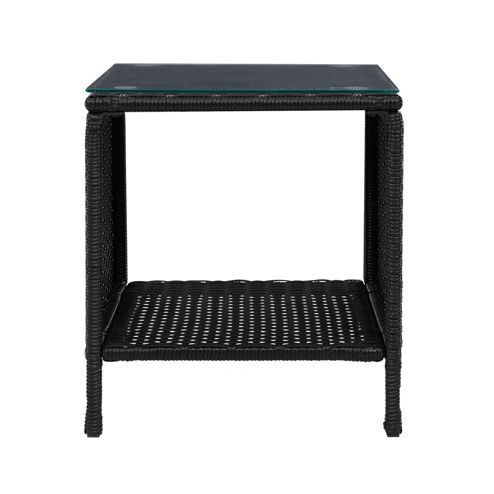 Coffee Side Table Wicker Desk Rattan Outdoor Furniture Garden Black - Furniture > Outdoor - Bedzy Australia