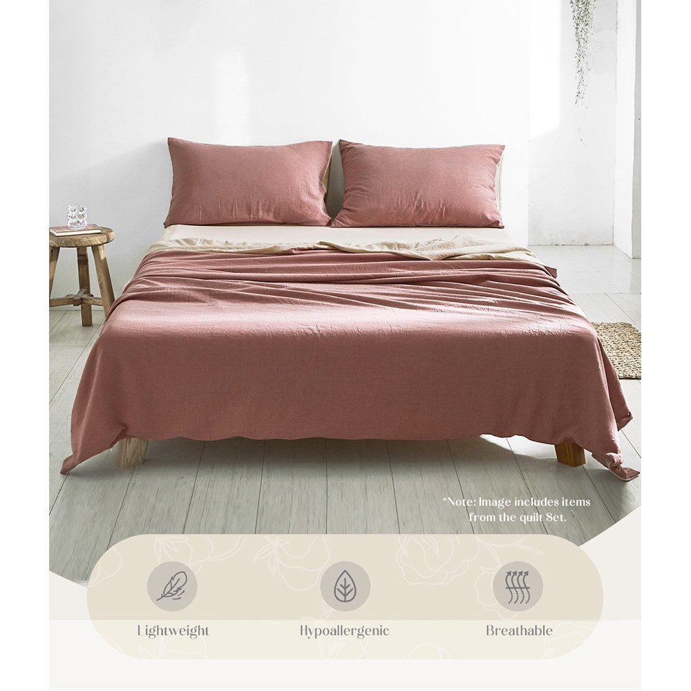 Deluxe Sheet Set Cotton Sheets Double Vanilla Rhubarb - Bedzy Australia