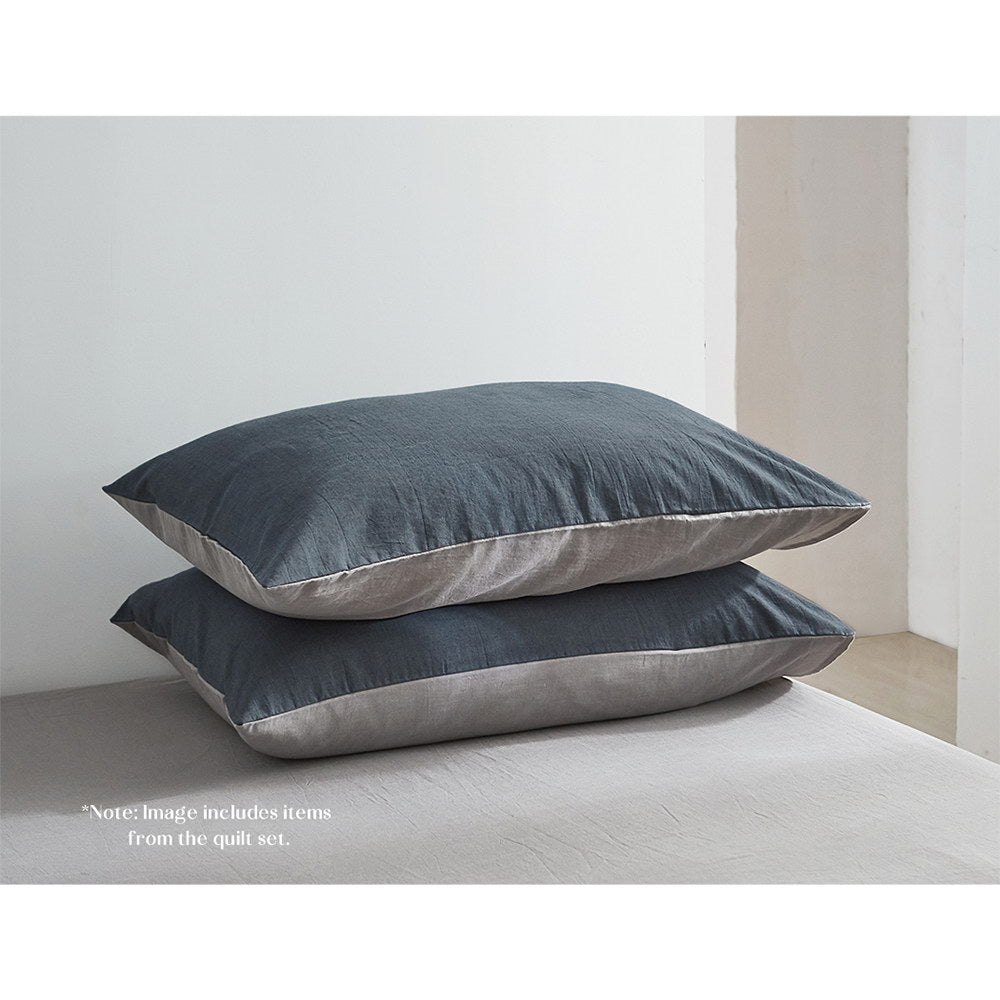 Deluxe Sheet Set Cotton Sheets Single Blue Dark Grey - Bedzy Australia
